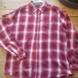 Red plaid long-sleeved shirt
